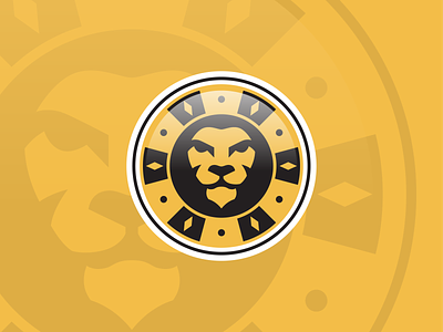 Lion Poker animal app bet betting bitcoin casino coin coins crypto design flat gamble gambling lion logo minimal poker roulette vector wild