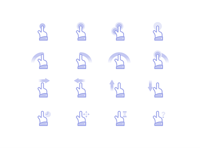 16 Gesture Icon Pack 2 animation app branding click design flat gesture gesture icon gestures hand icon illustration logo minimal swipe symbol touch ui vector web