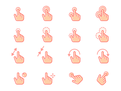 16 Gesture Icon Pack 3 app branding click design flat gesture gesture icon gestures hand icon illustration logo minimal swipe symbol touch ui vector web website