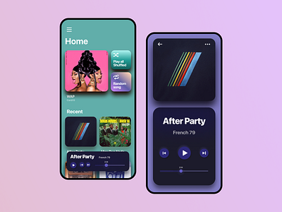Music player app - concept app design futuristic ios mobile music neomorfism ui ux