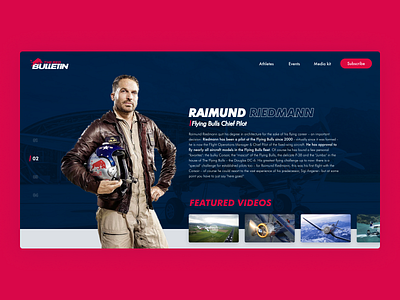Landing page The red bulletin - Daily UI 003 adobe xd aircraft daily ui daily ui challenge design figma pilot redbull sketch the red bulletin ui ui design ux design webdesign