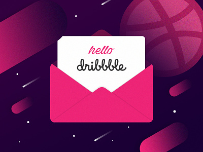 Hello Dribbble debut gradient letter space