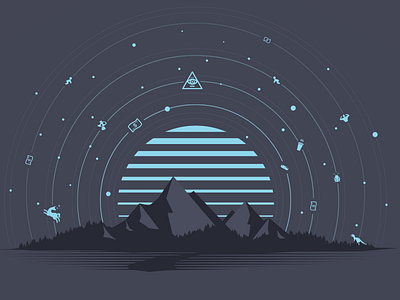 Digital Dawn illustration mountains tshirt