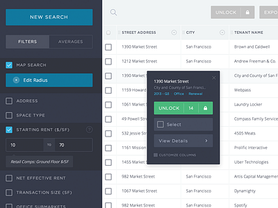 Results Table Mode backbone menu table ui ux