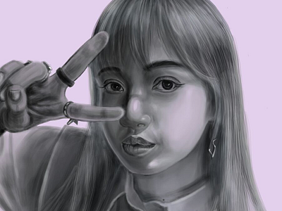 WIP - Lisa the Blackpink - Digital Painting Black and White