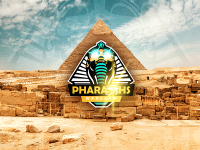 Pharaohs Wrocław branding design emblem emblem logo group logo logo design pharaoh pharaohs pyramid sand vector wroclaw wrocław