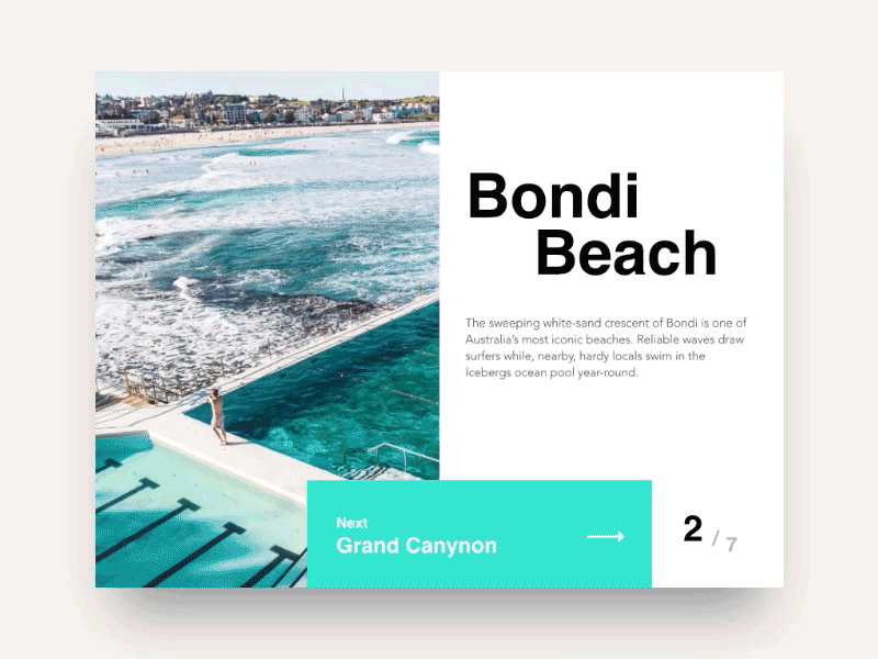 Bondi Beach animation beach ocean travel ui ux water website