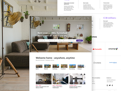 Flat Renting Website apartment banner booking flats homes listing minimalistic travel ui ux web design website