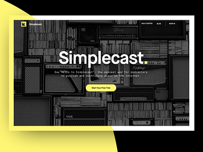 Simplecast Concept 2 banner design interface landing page minimalistic modern podcast product design ui ux vintage web design