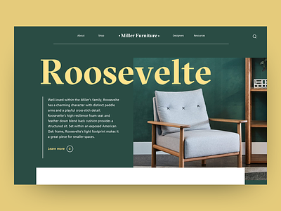 Furniture Website banner colour e commerce font furniture green product website