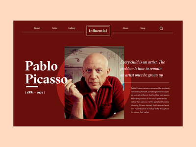 Pablo Picasso art banner design inspiration interface minimalistic picasso ui ux website