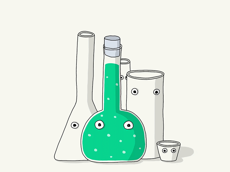 Bad chemistry animation animator bubble character characterdesign chemistry drawings glass bottle illustration motion motiondesign motiongraphics