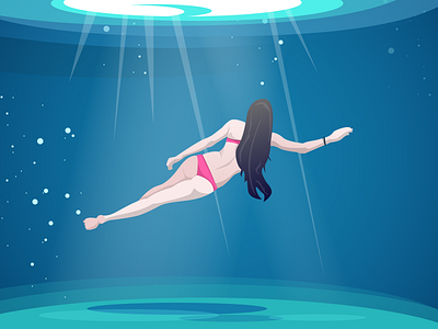 Paradise Swimmer bikini bubbles girl illustration paradise squba swim underwater water