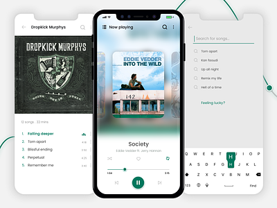 Music Player 2 app green app interaction design ios music player ui