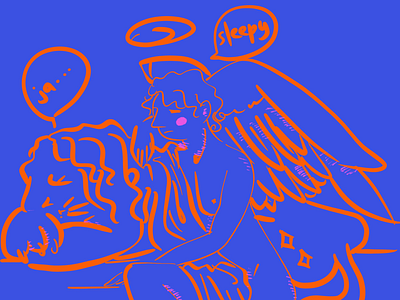 Sleepy guard angel 👼✨😴😴 angels design digitalillutration doodle drawing funny illo illustration ipad procreate sketch