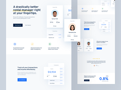 Full Landing Page for Landlords app branding cards clean concept design flat homepage icons landing page layout minimal real estate service ui ux web web app webdesign website