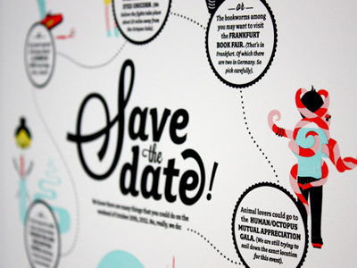 Save the Date design illustration letterpress poster