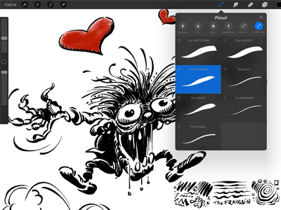 Franquin's Ink Monster - Procreate Ink Brush Demo brush brushes cartoon comic franquin illustration ink monster procreate