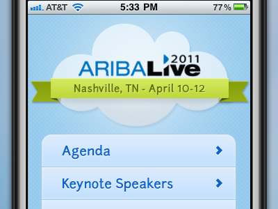 Ariba Mobile blue buttons cloud mobile ribbon