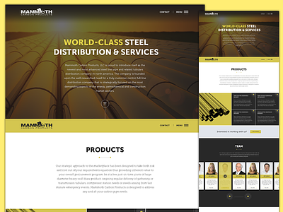 Mammoth Carbon Website clean industrial one pager website yellow