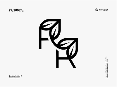 Double R Leaf branding color creative design double r flat graphic icon idea identity line logo minimal modern rounded rr simple symbol vector
