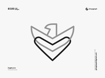 EagleLove Logo color creative design eagle flat graphic hearts icon idea line logo love minimal modern monoline rounded simple symbol vector