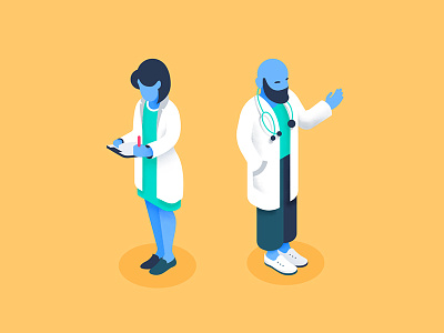 Doctors in Isometry aid charachter design design flat illustration isometry vector illustration