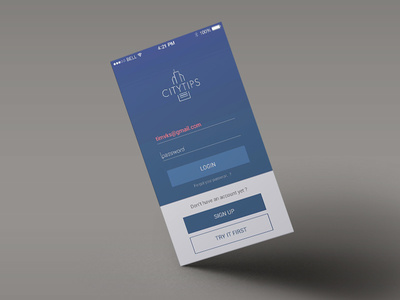 CityTips - Login screen