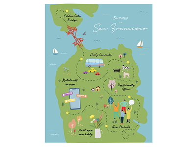 Summer in San Francisco Illustration