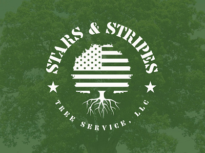 Stars & Stripes Tree Service logo military patriotic stars tree
