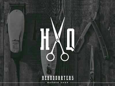 Headquarters Branding barber branding logo razor salon