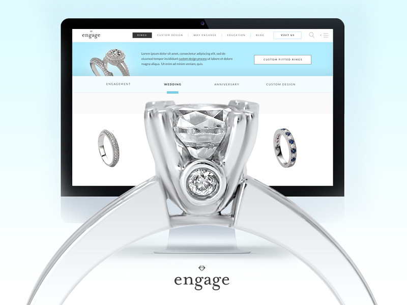 Engage Diamonds website strategy rings jewelry engagement diamonds clean design web ux ui