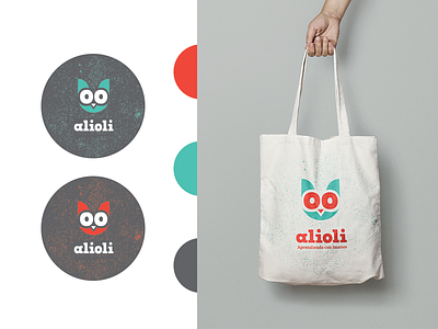 Alioli branding children education identity kids logotype texture tote bag