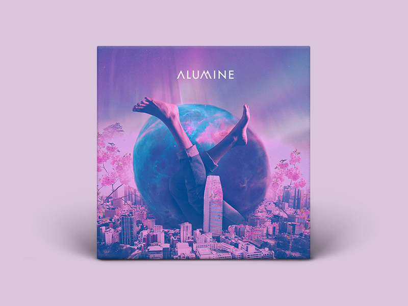 Alumine Album cover composition bands branding galaxy futurist purple art direction music album cover