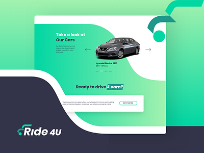 Landing Page Slider branding car rental curves gradient green homepage landing design landing page logo slider swirl trendy ui