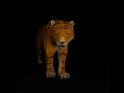 Roar 3d animation low poly new media tiger