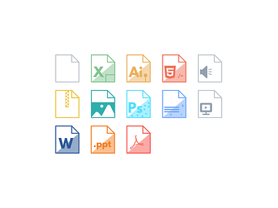 Files Icon ai excel files html icon music pdf png ppt ps zip