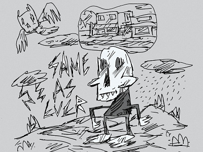 Same As Ever art black and white canada cartoon drawing illustration ink kids landscape sketch skull
