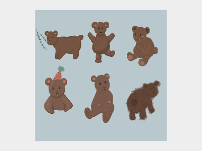 Same Bear - 6 Styles ʕ￫ᴥ￩ʔ bardot brushes bear bears brown bear doodles experiments illustration procreate procreate brushes sketches