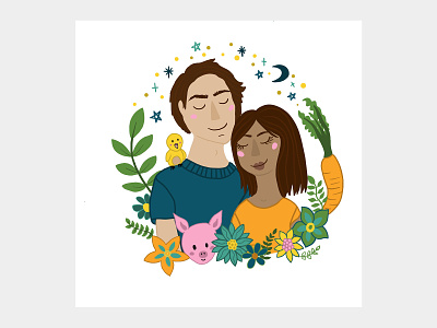 Couple Illustration (◕‿◕✿) couple couplegoals herbivores illustration partner plant based procreate vegans