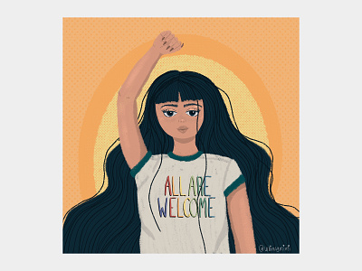 All are welcome ヽ(ヅ)ノ feminism illustration illustration art inclusion inclusivity power to the people procreate procreateapp strong woman illustration women women empowerment