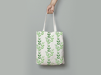 Nice to leaf you ❀ graphic design green greens illustration leaf leaves pattern design tote