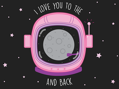 I love u (´ε｀ )♡ astronaut earth floating kawaii love moon moon illustration neon pink pink and black pink astronaut simple space