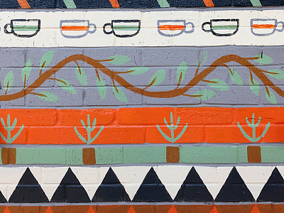 Side Yard Mural brick coffee mugs illustration murals painting patterns