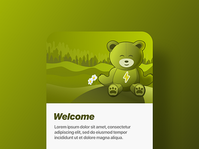 Green welcome illustration app bear design flat gradient illustration ui vector