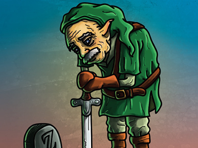 Legend Of Zelda-Link as older art character design illustrations legend of zelda video games