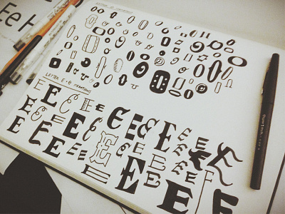 Letterform Iterations e hand drawn lettering letters o paper pen sketch