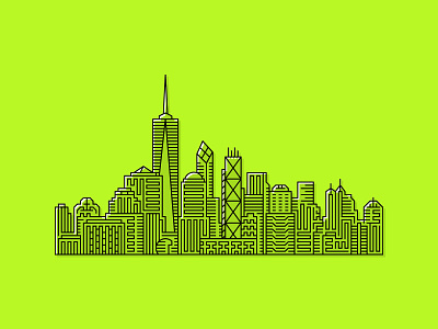 NYC buildings city flat design focus lab fun illustration line work lines offset print skyline subtle