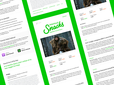 Snacks Newsletter Refresh email feather financial fintech green news newsletter refresh robinhood snacks typography update