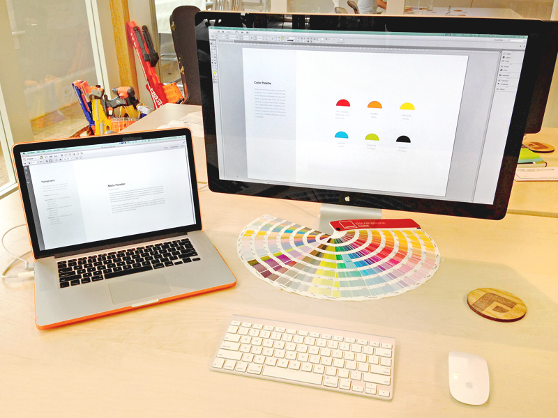Pantone Time! focus lab style guide pantone branding brand guidelines colorful mouse nerf keyboard coaster colors workspace
